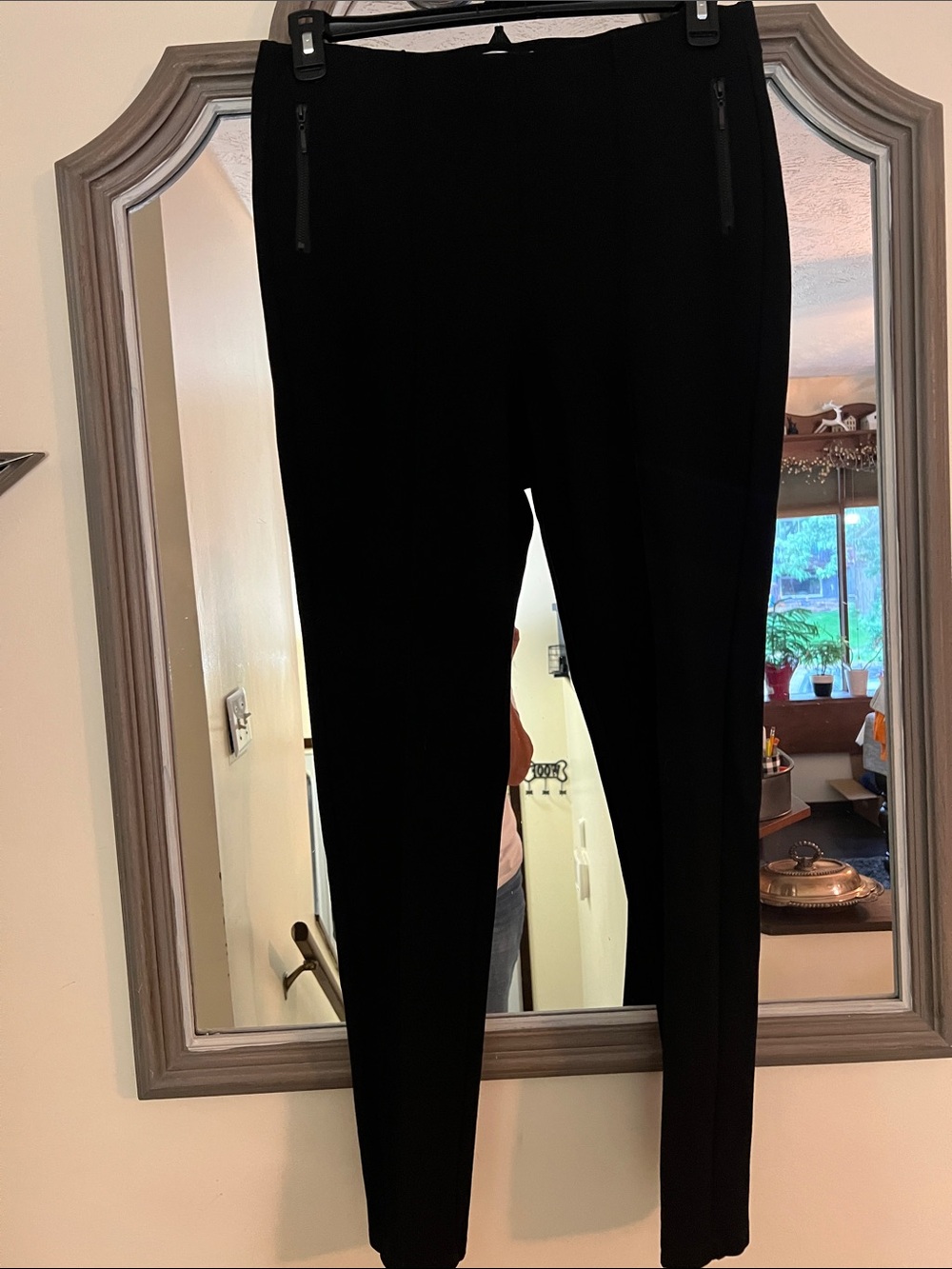 89th + Madison Black Skinny Ponte Ankle Pants with Zip Details